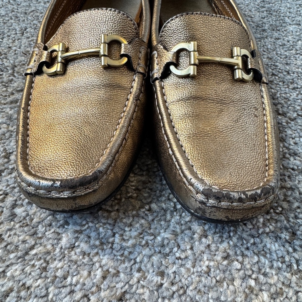 Salvatore Ferragamo Gold Loafers - Picture 6 of 11